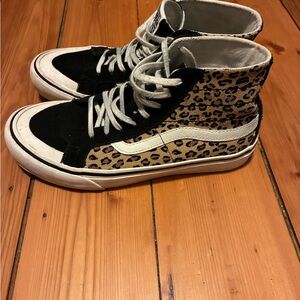 Vans Leopard-Print High Top Sneakers with Black Suede